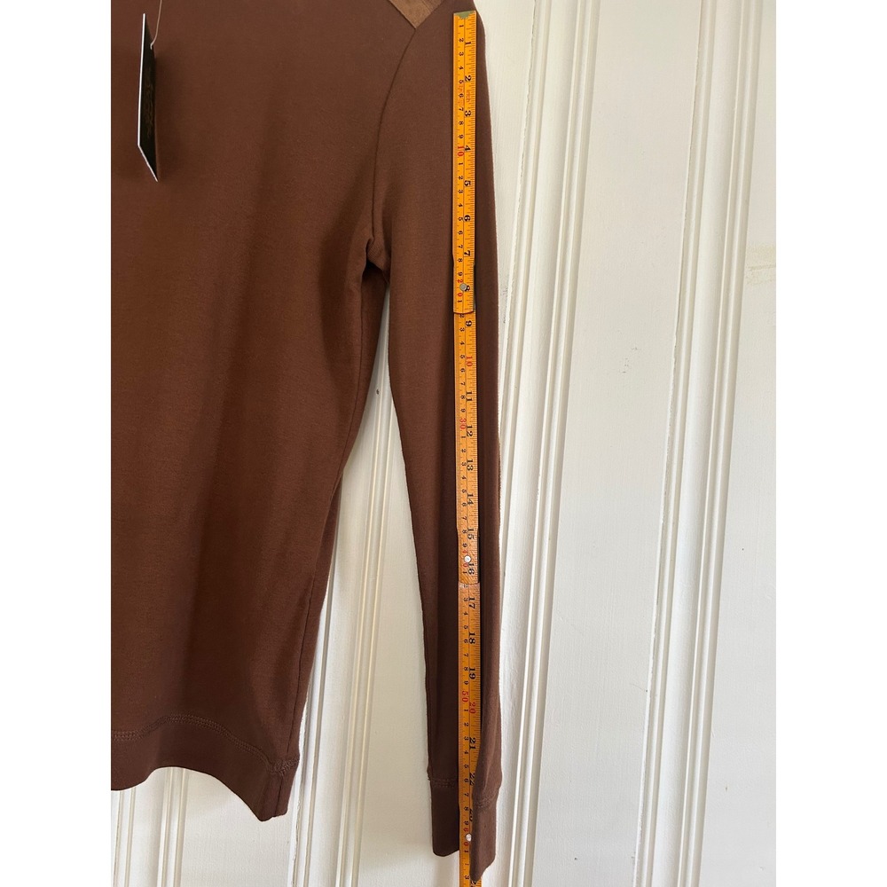 Lauren Ralph Lauren Brown  Heritage Old Money Academia Long Sleeve Top Suede M - Picture 7 of 9